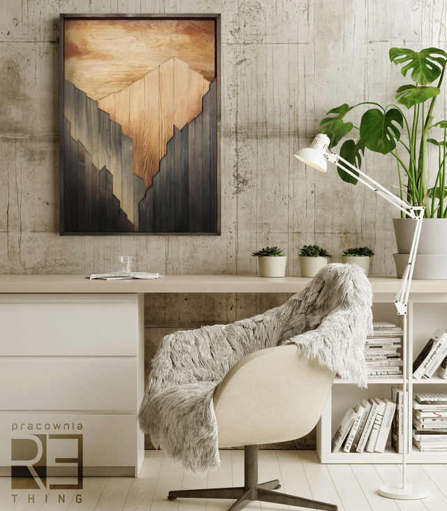 „Między Górami” - Warstwowy Pejzaż z Drewna