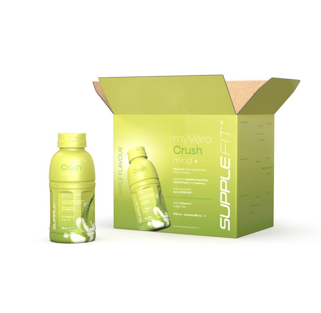 MyVera Crush Mind + | Nahrungsergänzungsmittel mit Koffein in Einzelflaschen à 285ml (6-er Pack)