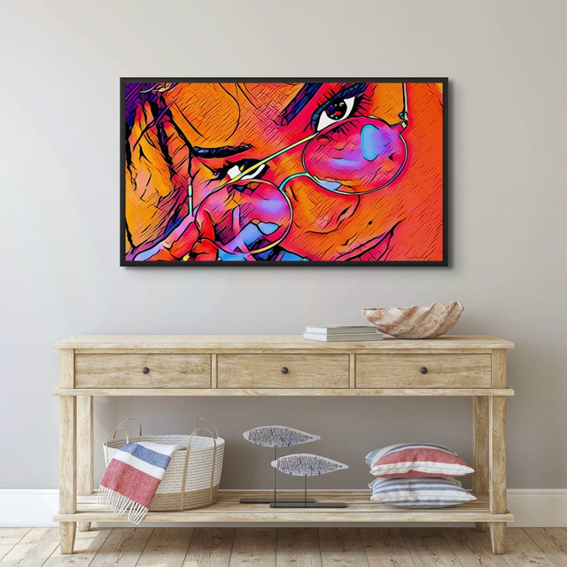 Canvas Wall Art, 'See Anything', Float Framed Unique Hand Drawn Digital Artwork, Colourful, Home Decor,