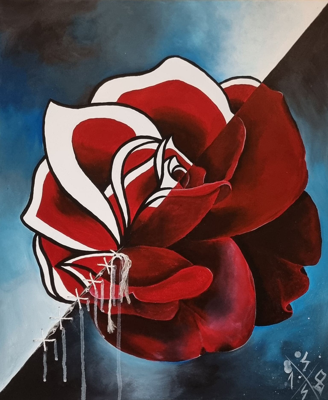 Acrylgemälde, Rose, ohne Rahmen, ca 60cm x 50cm