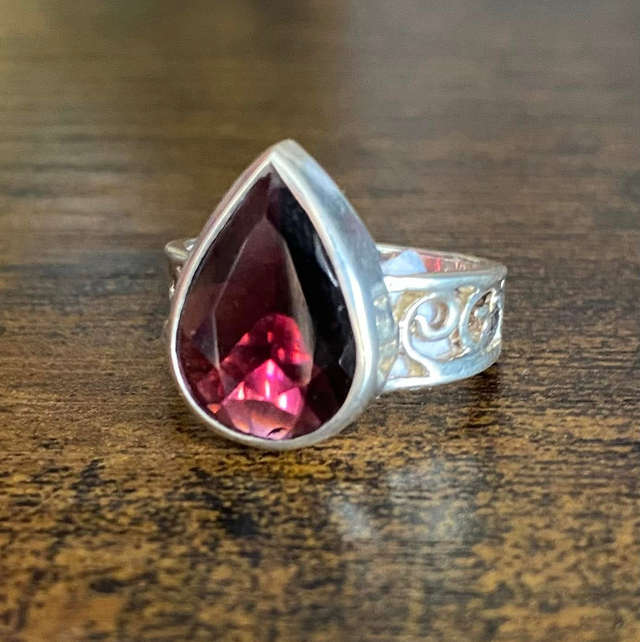 Bague en argent et Grenat Rhodolite - Taille 57