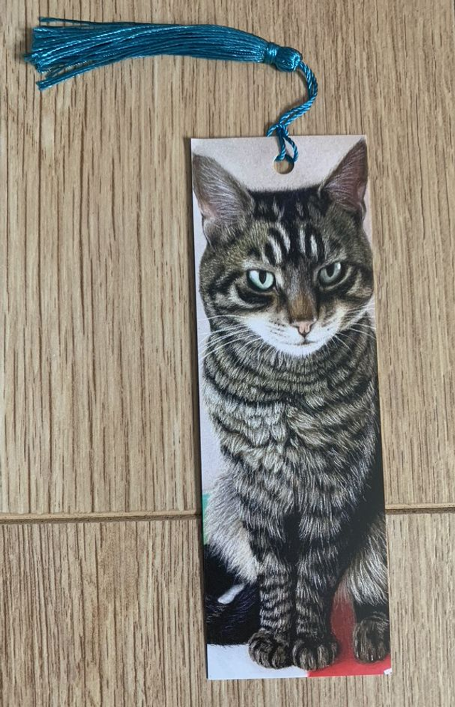 Bookmark - Tabby Cat -  with tassel (random colour thread)