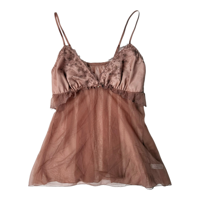 Japanese brand coquette muted brown embroidered cups cami 