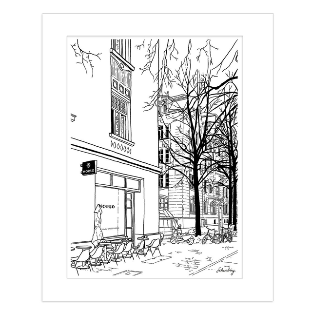 Café Morso, Elisabethstrasse, Schwarz-Weiss 