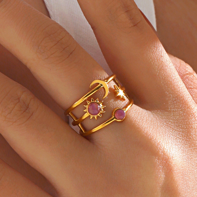 Bague LUNARYA | Ajustable en acier inoxydable 
