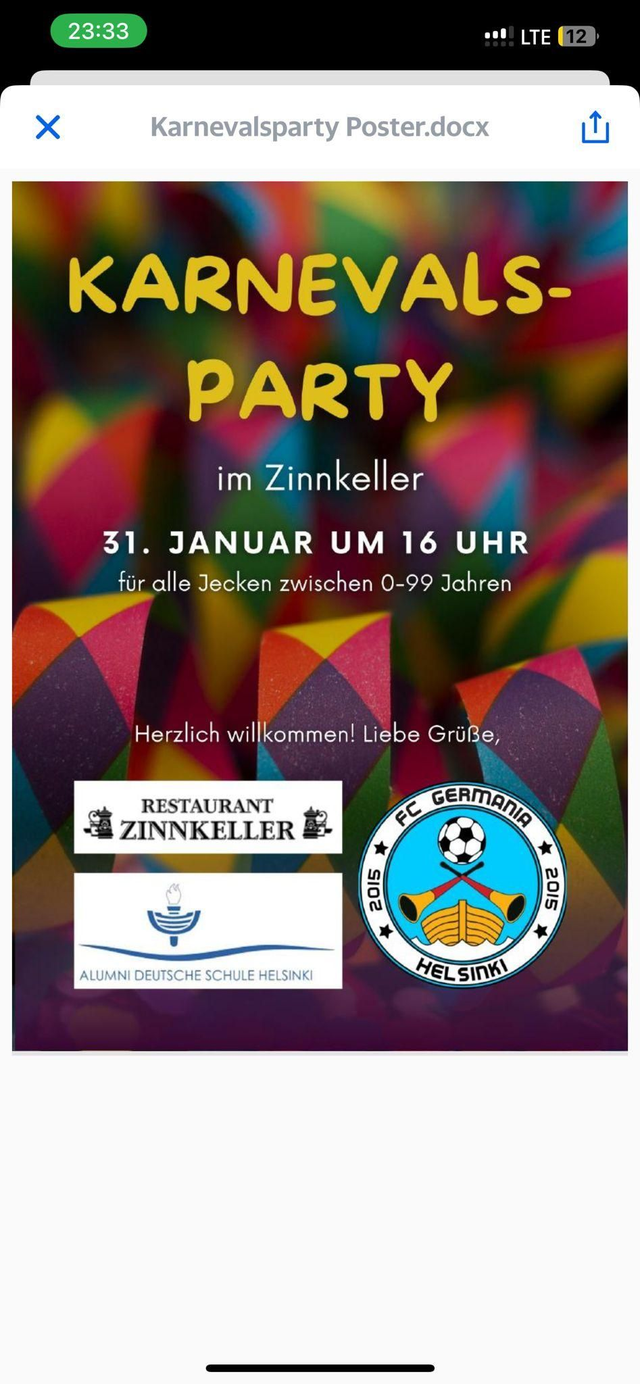 Karnevalsparty Eintrittskarte