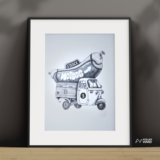 Véhicule HOTDOG - Dessin original (pièce unique) 