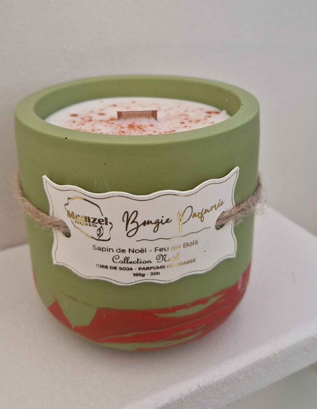 Bougie Végétale 165g - 30h - COLLECTION NOËL - Sapin de Noël, Feu de Bois