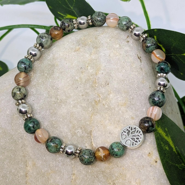 Bracelet "Turquoise africaine & Cornaline" 6mm BR-013