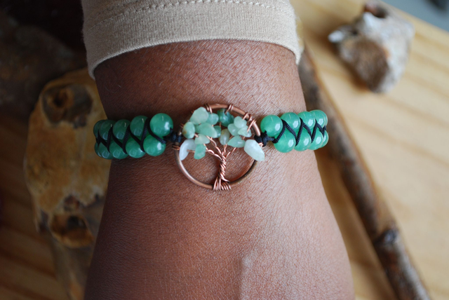Bracelet arbre de vie aventurine verte