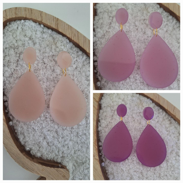 Boucles oreilles gouttes thermochromiques violettes