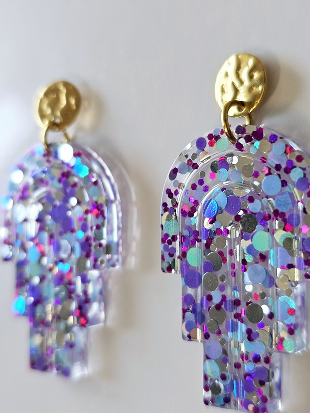 MIAMI aux paillettes confettis mauves & bleues
