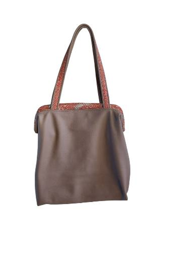 Gladstone Bag with Mushroom Coloured Leather