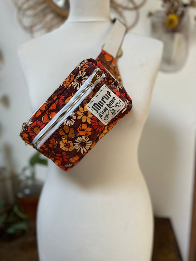 Pockette velours fleurs vintage 