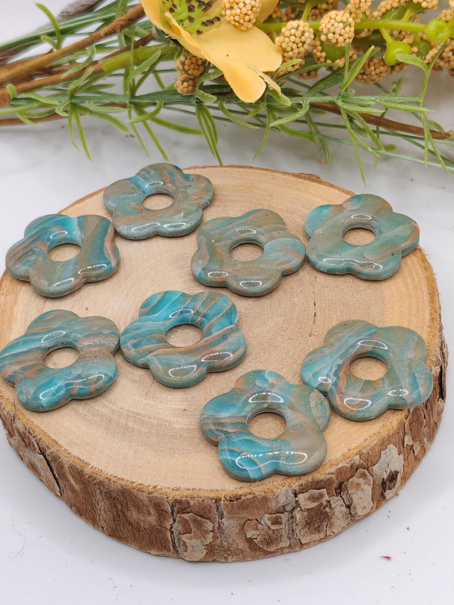 Fleurs Amaya marbré bleu cuivre or