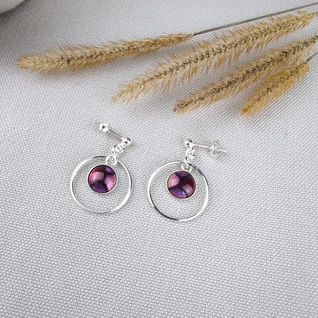 Petites Créoles en émail et Argent - artisanat français