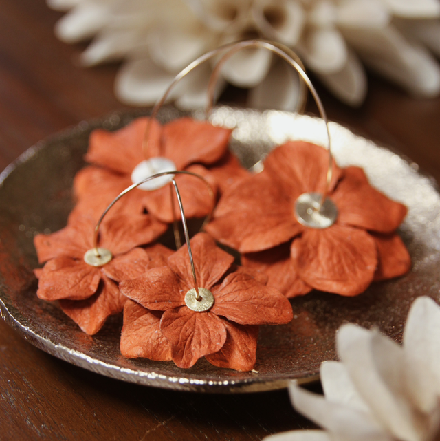 Boucles d'Oreilles Hortensia Terracotta