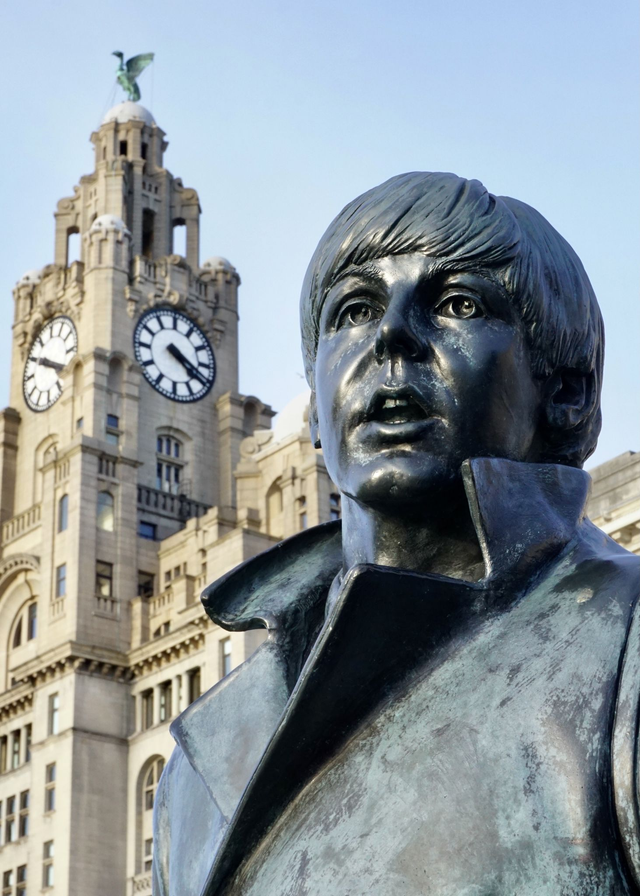 Paul McCartney Statue at The Liver Building - Print
