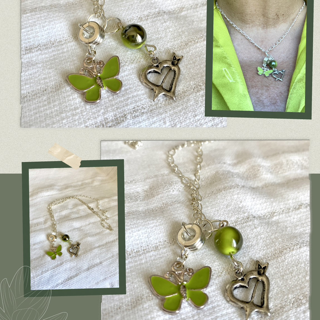 Collier papillon vert
