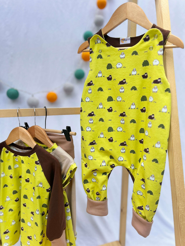 Salopette évolutive et réversible "Saute-mouton" vert anis