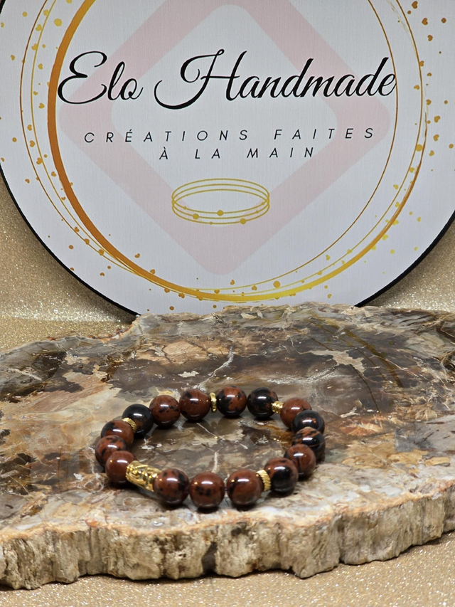 Bracelet Obsidienne acajou en 1 cm