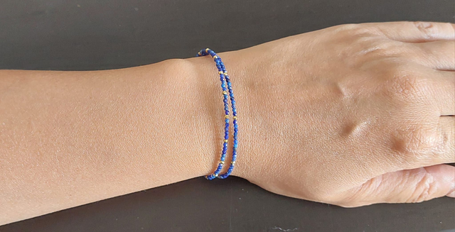 Bracelet en pierres Lapis-lazuli véritable pour femme  fait main 