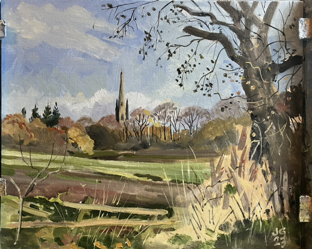 Around South Dalton on a quiet lane. 12x10 oil on canvas. SOLD