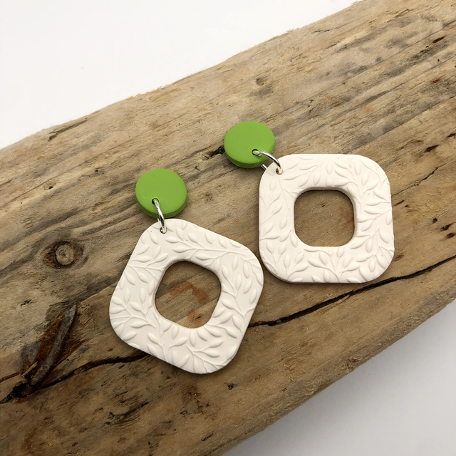 CF white and green statement squares