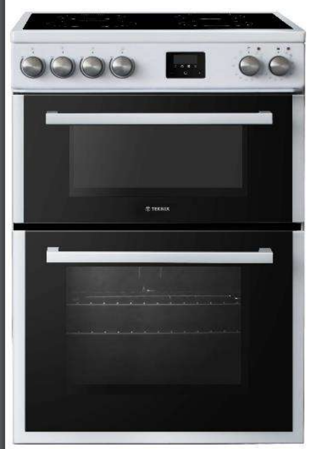 Teknix TKED64W Ceramic Double Oven Cooker 60Cm White