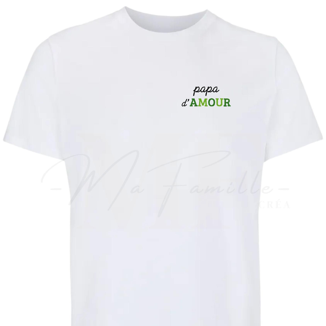 T-shirt BLANC MIXTE brodé - MAMAN D'AMOUR