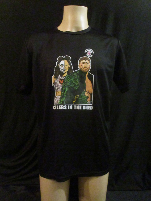 Thunder Rosa &amp; Will Ospreay Picture T-Shirt MENS ADULT 100% Polyester Crew Neck BLACK (Large) Top