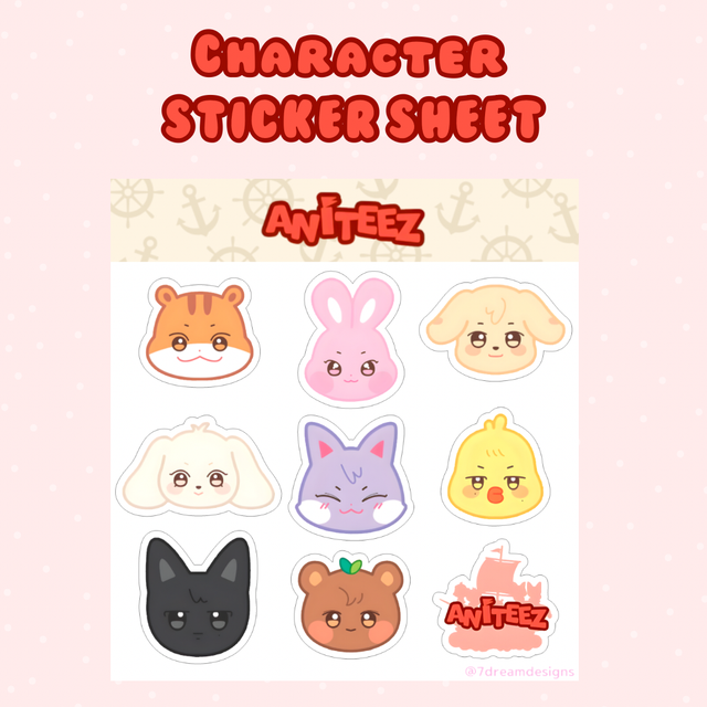 ANITEEZ Character Sticker Sheet