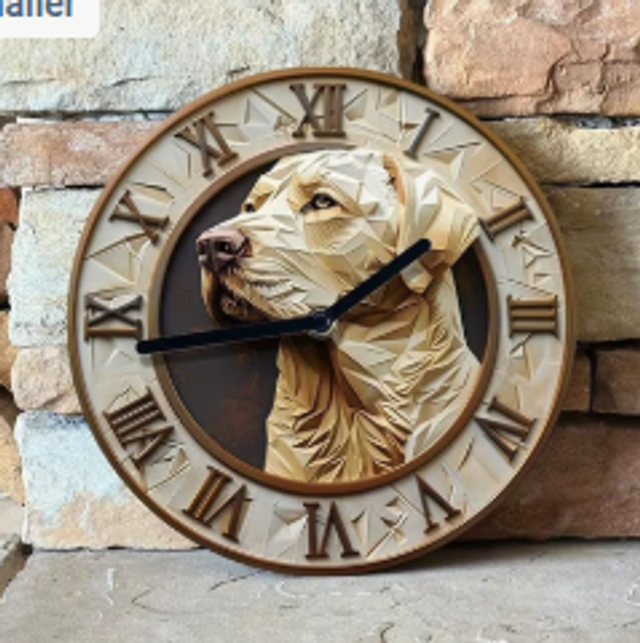 Vintage metalen klok Labrador (20cm diameter)