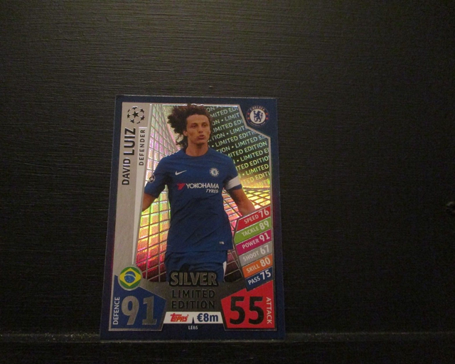 David Luiz - UEFA Champions League Match Attax 2017/18 Silver Limited Edition Original Trading Card #LE6S
