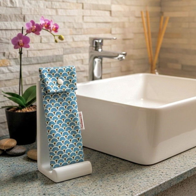 Etui brosse à dents éventails bleus