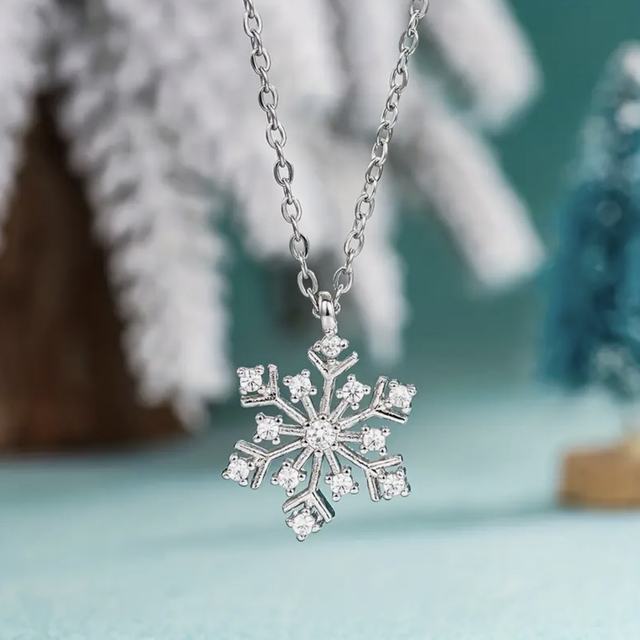 Snowflake necklace - silver