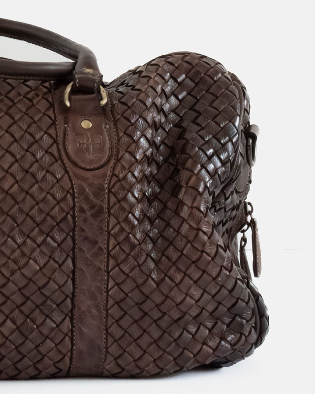 Borsone in pelle intrecciata