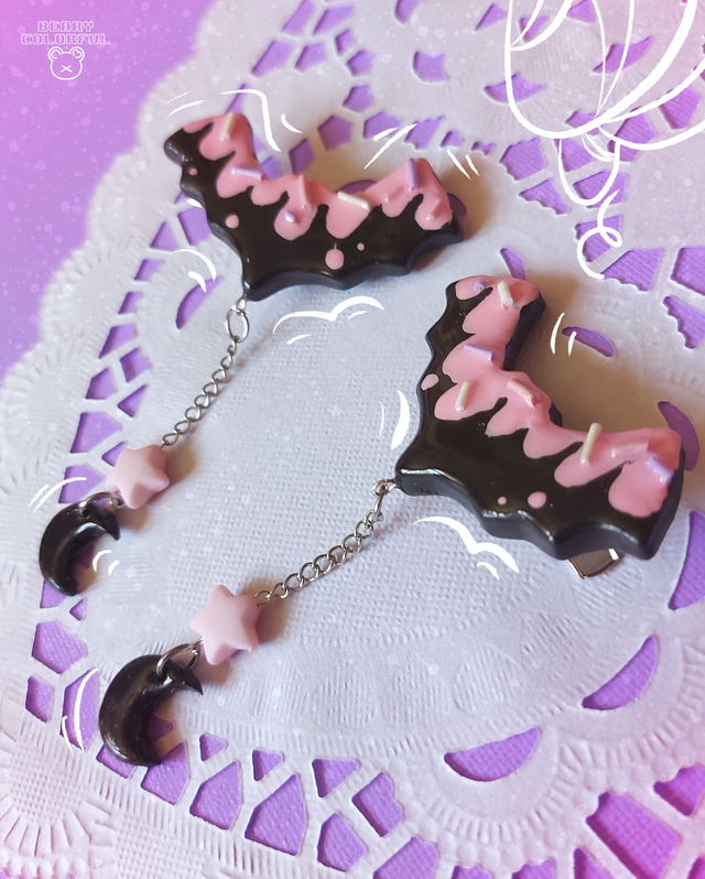 Barrette chauve-souris goth kawaii 🦇 ROSE