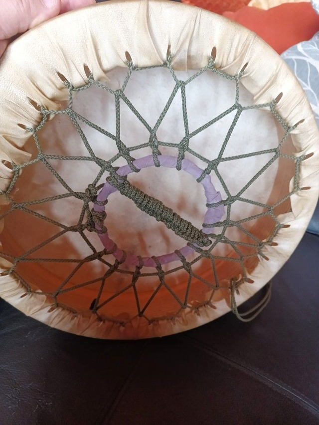 Tambour chamanique peau de chèvre 40 cm réglable (par gonflage)