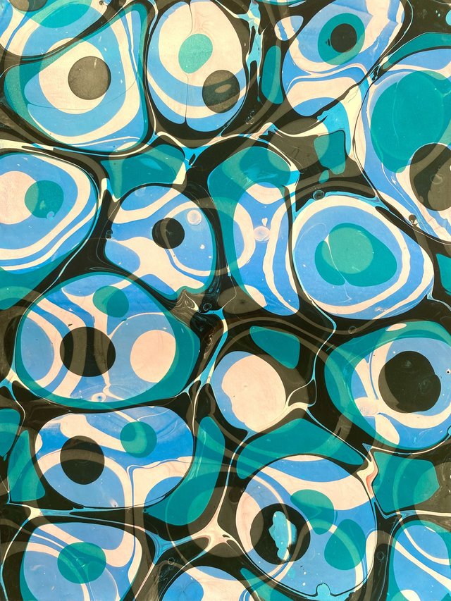 "Deep Blue Something" Polka Dot Marbled Paper