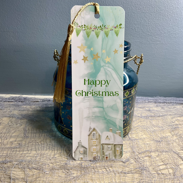 Handmade laminated  Christmas bookmarks. Beautiful gift for book lovers. Secret Santa