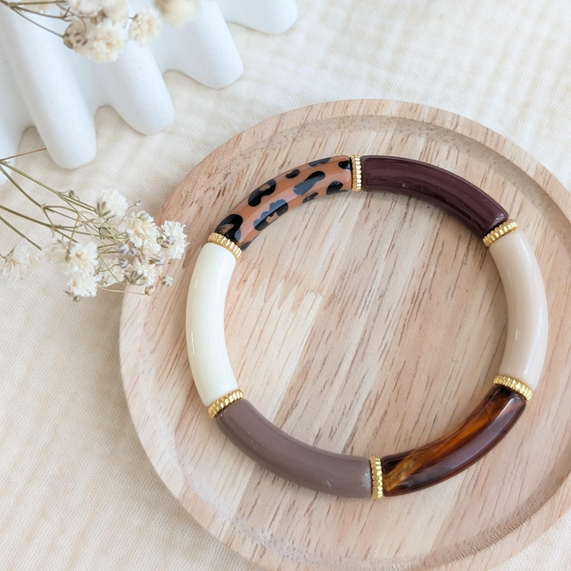 Bracelet Lison camel marron léopard