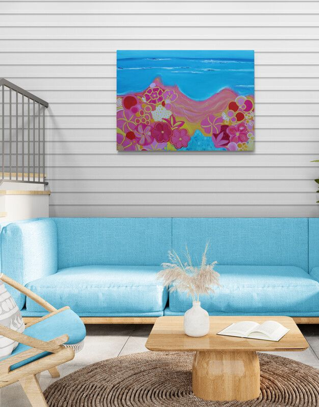 Huile sur toile | LES PIEDS DANS L'EAU