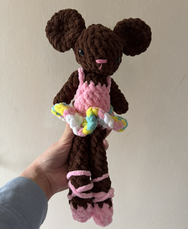 Handmade &amp; Crocheted Ballerina Mouse - Pinks