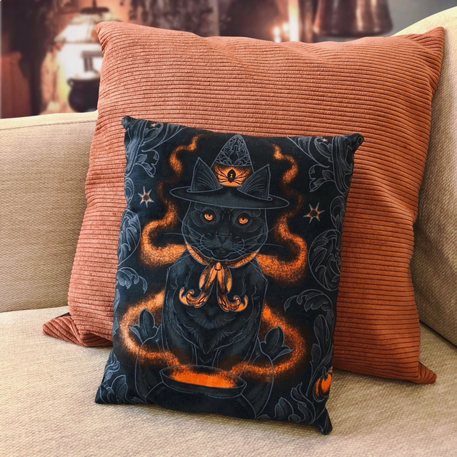 Mini coussin - Chat sorcier 