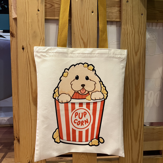 Toy poodle popcorn tote bag 