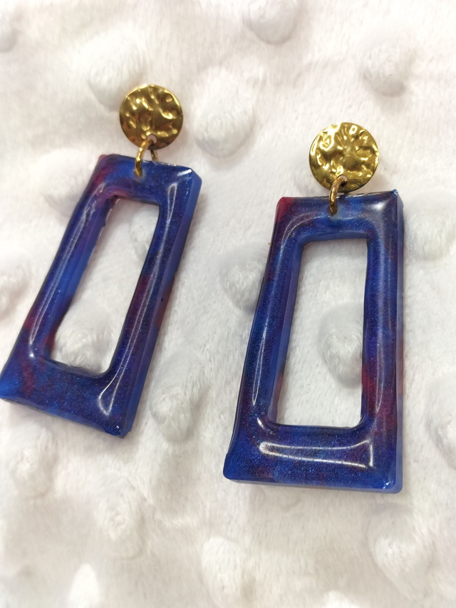 Boucles d'oreilles rectangulaires bleues