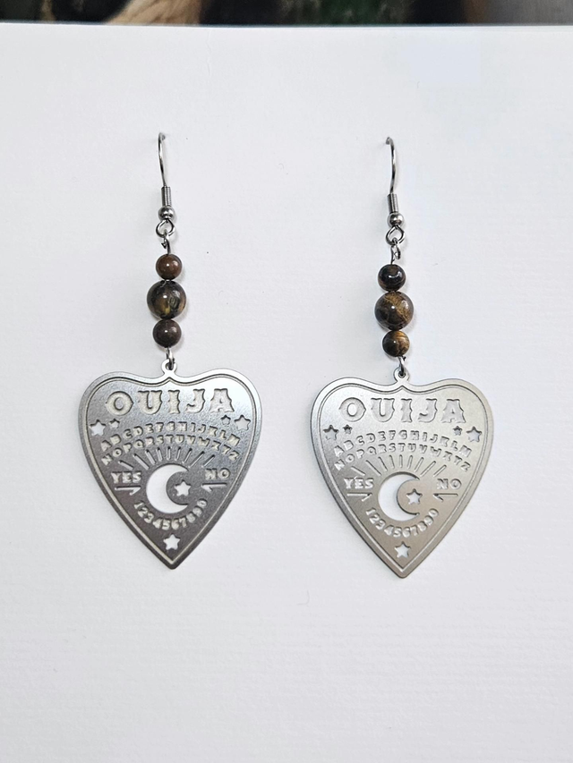Paire de boucles Ouija oeil de tigre