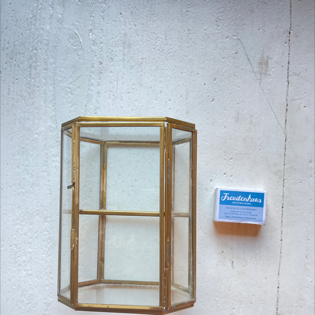 Glaskasten Schmuckkästchen Messing Vintage 