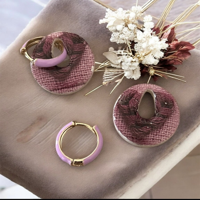 Créoles Pampilles en Argile &amp; Résine – Acier Inoxydable Doré